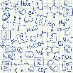 Chemical doodles on school squared paper N2