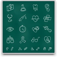 Chalkboard medical icons