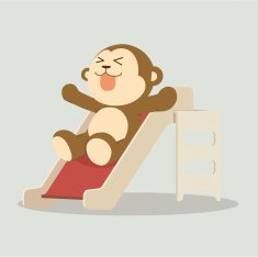 Monkey Using Playground Slide N2