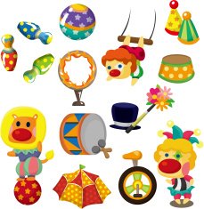 cartoon circus icons set N4