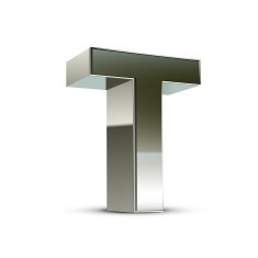 3d silver steel letter T N3