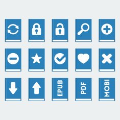 Vector book icons set in 'flat' style