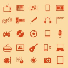 Entertainment color icons on orange background
