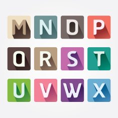 Vector Alphabet colorful Font with Shadow Style N3