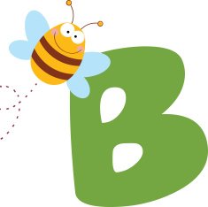 Cheerful Bee Flying In Front Of Letter B