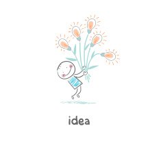 man holding a bouquet of light bulbs Concept ideas