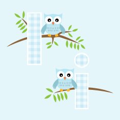 Alphabet for baby boy with owl vector letters I N2