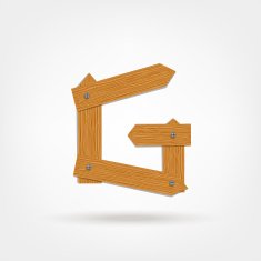 Letter made from wooden boards for your design N24