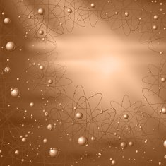 Abstract brown background with orbital models of atom