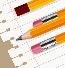 Pencils & paper in line