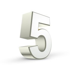 3d shiny silver number 5