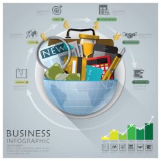 Global Business And Financial Infographic With Round Circle Diagram