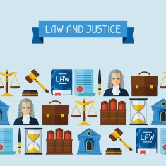 Law icons seamless pattern in flat design style N2