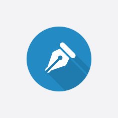 pen Flat Blue Simple Icon with long shadow