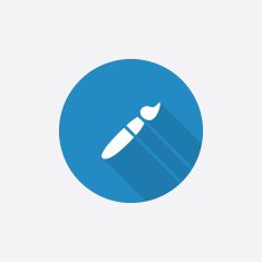 paintbrush Flat Blue Simple Icon with long shadow