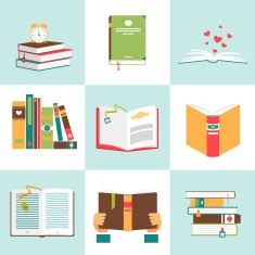 Set of books in flat design N2