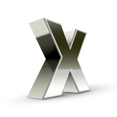 3d silver steel letter X N4