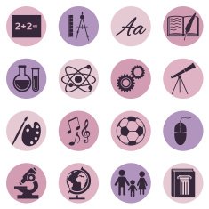 Vector Set of School Subjects Icons N25