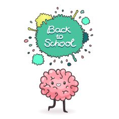 Cute cartoon brain Back to school background N2