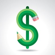 Education expenses concept with dollar sign and pencil isolated