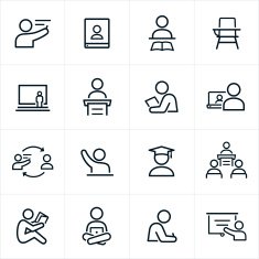 Teacher and Student Icons - Line Style