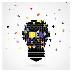 Creative puzzle light bulb Idea concept background