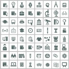 Education and Science icon set Black version vector