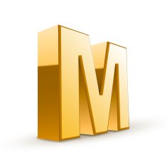 3d golden letter M N3