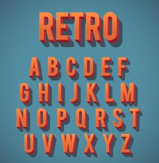 Retro 3D Alphabet Set