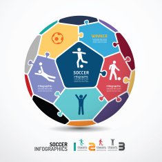 infographic Template with soccer jigsaw banner