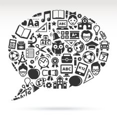 education and school Speech Bubble Black & White