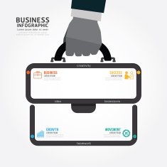 infographics vector businessman hand hold business bag design