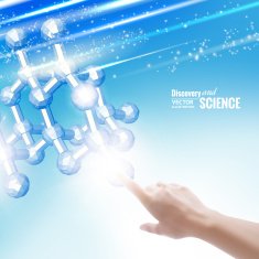 Hand touching chemical molecule N2