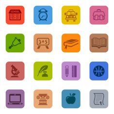 Colorful School Icon Set