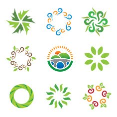 Nature green eco system beautiful wild landscape energy logo icons