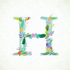 The letter H Bright floral element of colorful alphabet