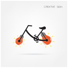 Creative light bulb and bicycle symbol