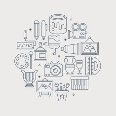 Art line icon circle set N4 free image download