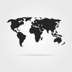 black pixel art world map with shadow