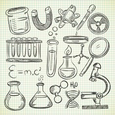 set of laboratory object in doodle style N2