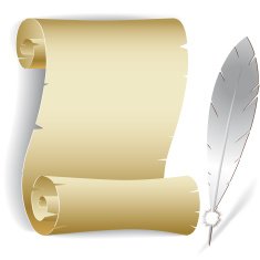 Old paper roll with feather vector