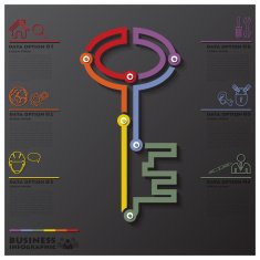 Key Shape Connection Timeline Business Infographic