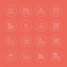 Building line icon set N7