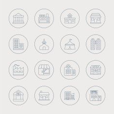 Building line icon set N8