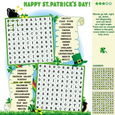 St Patrick's Day wordsearch puzzle