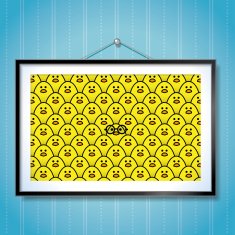 Yellow Chicks Group in Picture Frame and pair of Glasses N2
