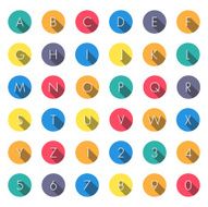 Flat icons alphabet on white background N2