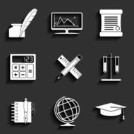 School and Education Vector Flat Icons Set N2
