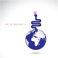 World symbol with hands press the button