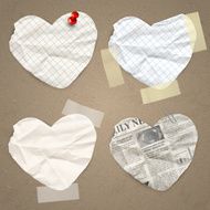 Set of paper lable in the shape heart